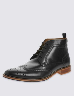 Leather Lace-up Brogue Chukka Boots